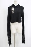 画像1: WIDOW / ダメージフードニット XS 黒 H-25-09-12-049-PU-TO-KB-ZH (1)