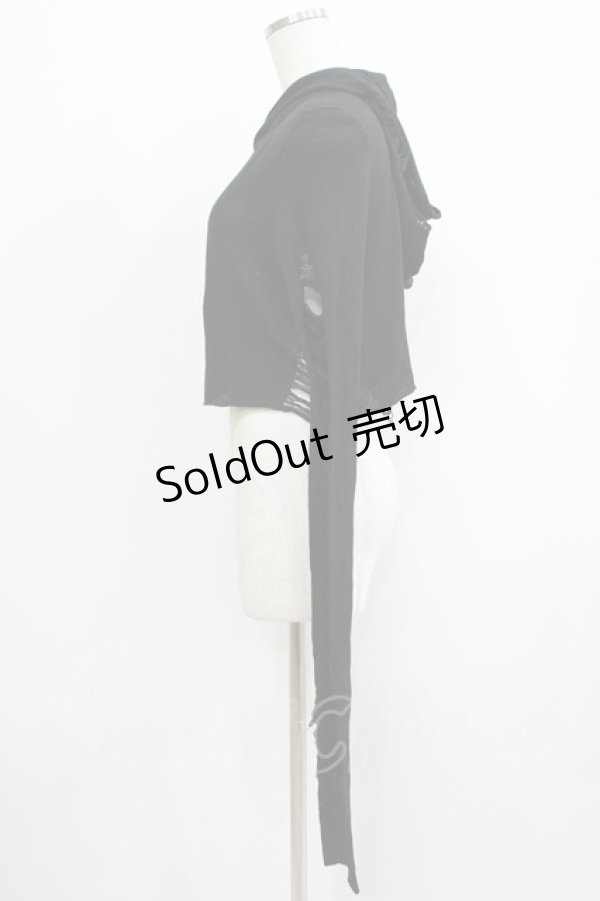 画像2: WIDOW / ダメージフードニット XS 黒 H-25-09-12-049-PU-TO-KB-ZH (2)