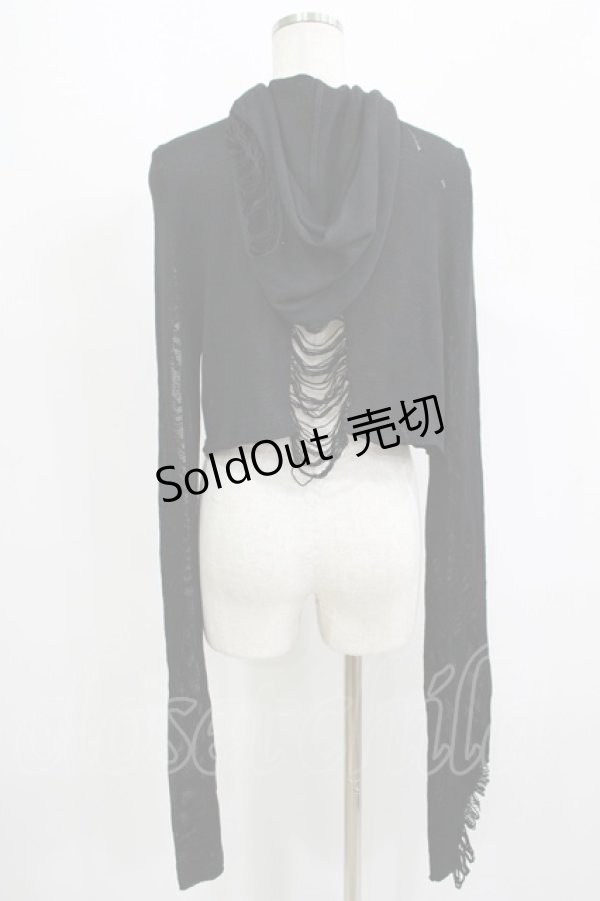 画像3: WIDOW / ダメージフードニット XS 黒 H-25-09-12-049-PU-TO-KB-ZH (3)