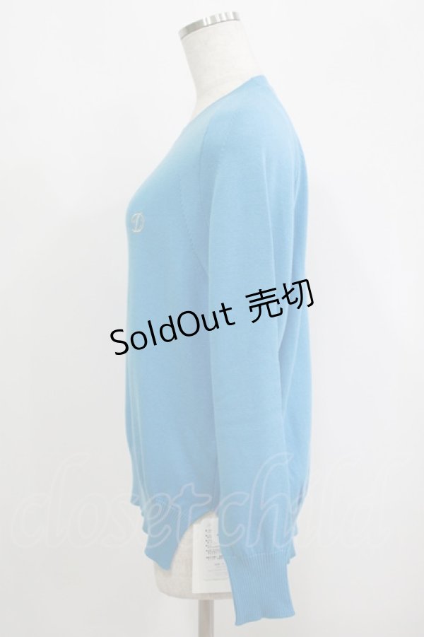 画像2: Jane Marple Dans Le Salon / 刺繍ニット M ブルー H-25-09-12-050-JM-TO-KB-ZH (2)