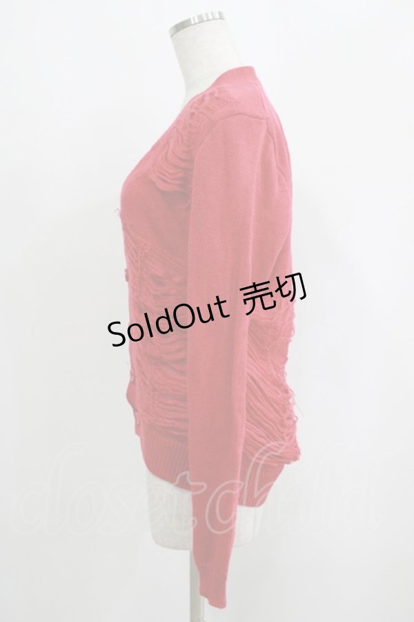画像2: SEXY DYNAMITE LONDON / ダメージニットカーディガン M ピンクレッド H-25-09-12-051-PU-TO-KB-ZH (2)