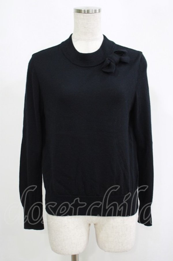 画像1: Jane Marple Dans Le Salon / リボン付きニット M ブラック H-25-09-12-052-JM-TO-KB-ZH (1)