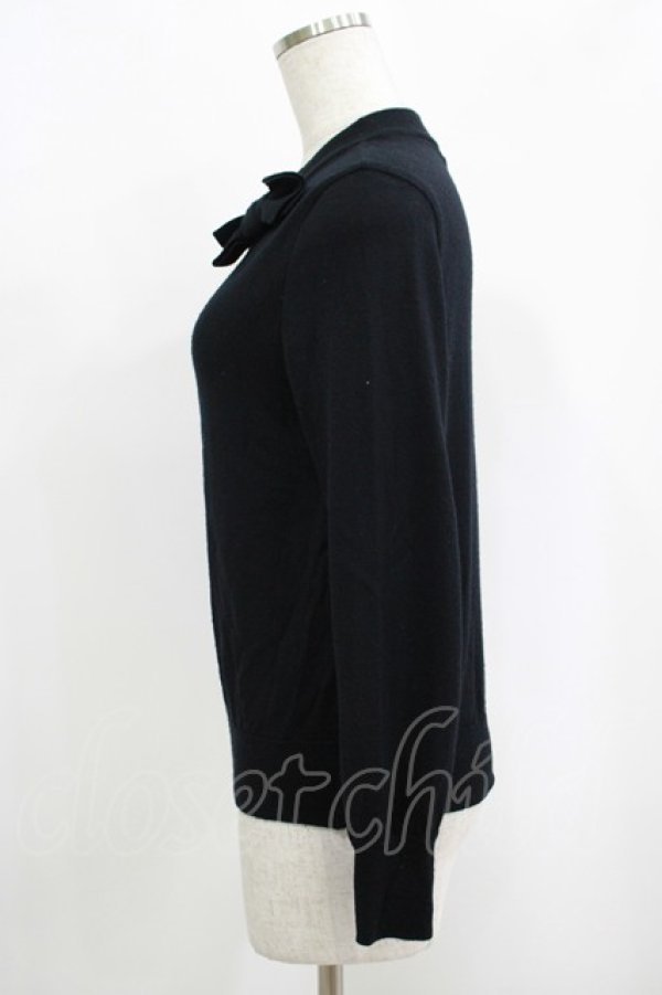 画像2: Jane Marple Dans Le Salon / リボン付きニット M ブラック H-25-09-12-052-JM-TO-KB-ZH (2)