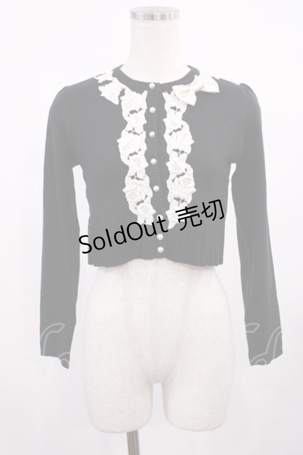 画像1: JESUS DIAMANTE / ローズレースニットカーデ Free ブラック H-25-09-12-1019-JE-TO-NS-ZH (1)