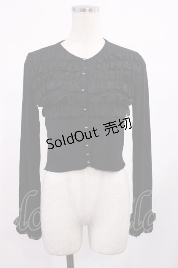 画像1: JESUS DIAMANTE / シフォンフリルニットカーデ Free ブラック H-25-09-12-1020-JE-TO-NS-ZH (1)