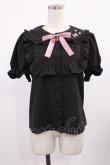 画像1: Ank Rouge / リボンストロベリーパフブラウス M ブラック H-25-09-12-1023-CA-BL-NS-ZH (1)