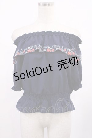 画像: Fi.n.t / 野イチゴ刺繍オフショルブラウス Free NAVY H-25-09-12-1024-CA-BL-NS-ZH