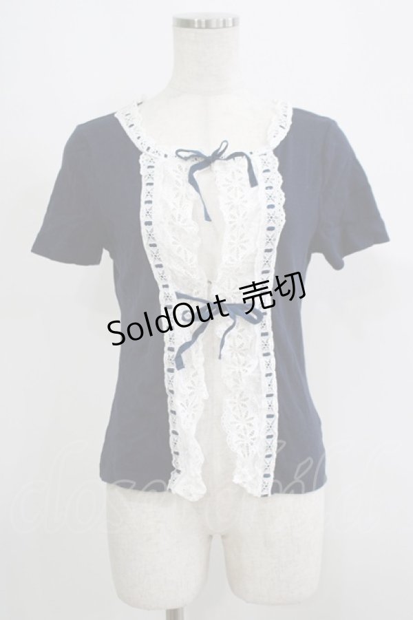 画像1: Jane Marple / レースリボンカーディガン  ネイビー H-25-09-12-054-JM-TO-KB-ZH (1)