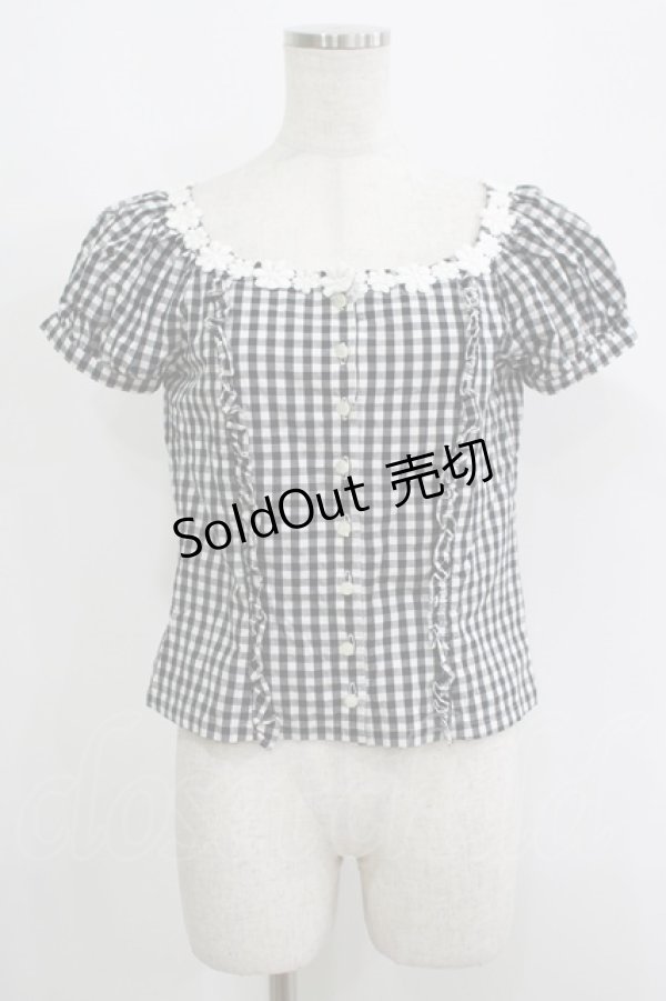 画像1: MILK / ギンガムパフブラウス  ブラック H-25-09-12-055-ML-BL-KB-ZH (1)