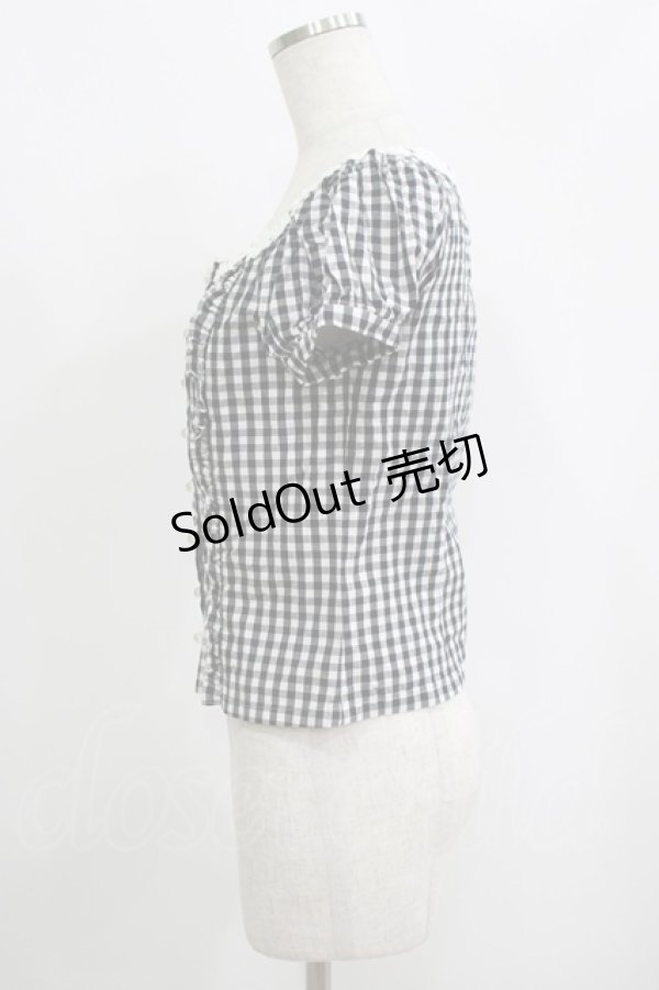 画像2: MILK / ギンガムパフブラウス  ブラック H-25-09-12-055-ML-BL-KB-ZH (2)