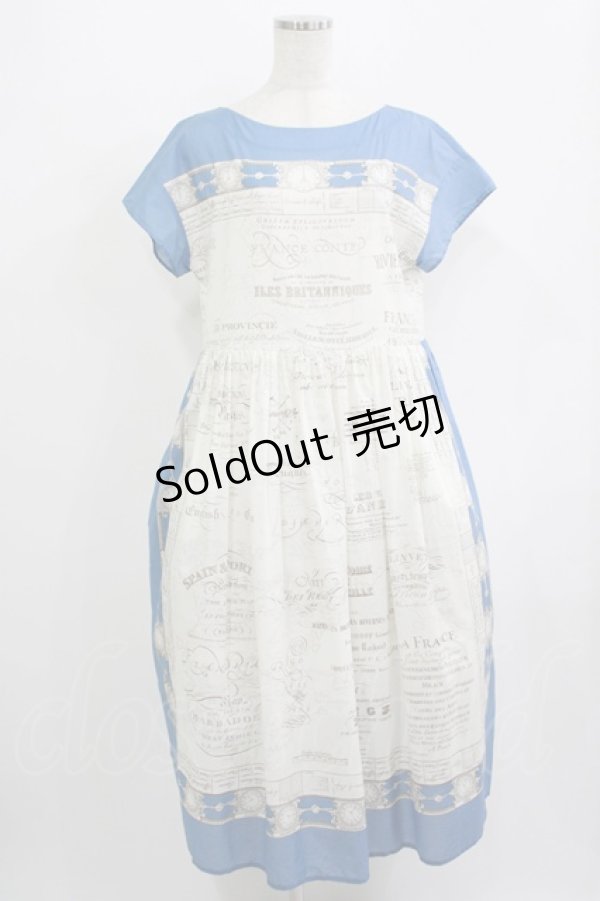 画像1: Jane Marple Dans Le Salon / Bon voyageタブリエドレス M ブルー H-25-09-12-008-JM-OP-KB-ZH (1)