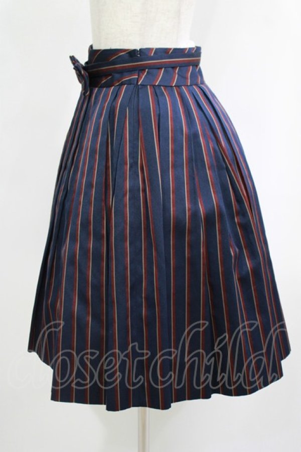 画像2: Jane Marple / レジメンタルストライプのトリプルタックスカート M ネイビー H-25-09-12-011-JM-SK-KB-ZH (2)
