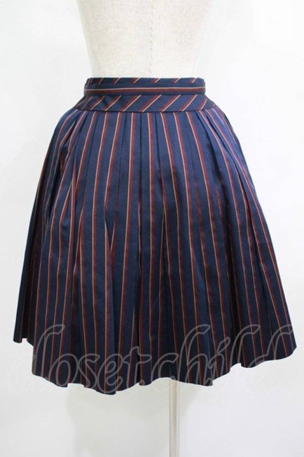 画像3: Jane Marple / レジメンタルストライプのトリプルタックスカート M ネイビー H-25-09-12-011-JM-SK-KB-ZH (3)