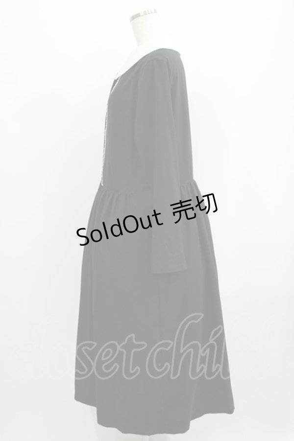 画像2: Jane Marple / レーストリムドミトリードレス M ブラック H-25-09-12-013-JM-OP-KB-ZH (2)