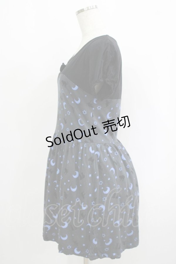 画像2: Candy Stripper / CATプリント切替ワンピース  黒 H-25-09-12-015-PU-OP-KB-ZH (2)