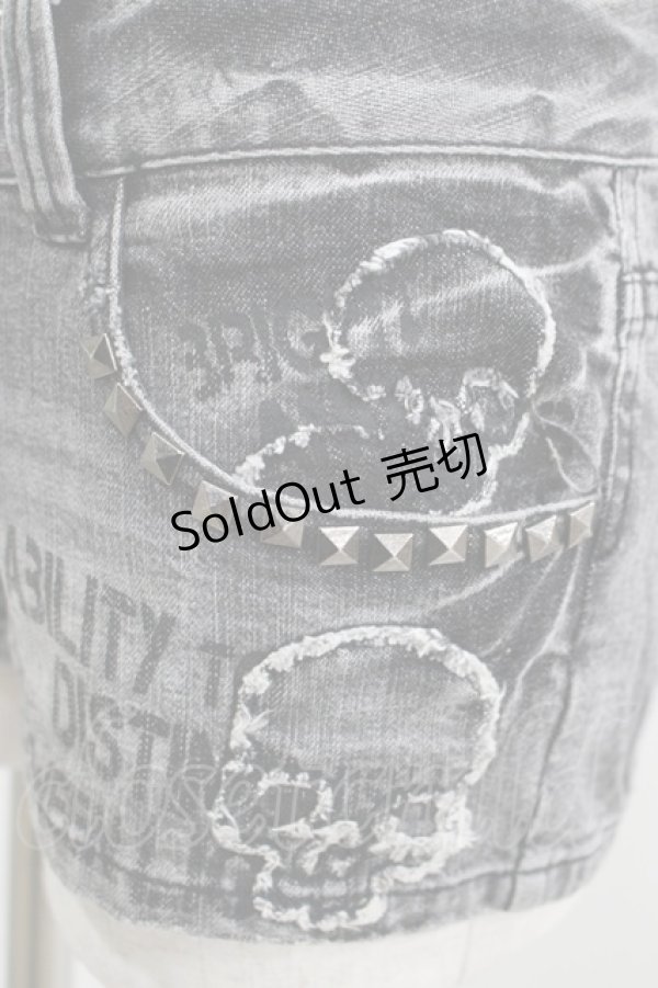 画像4: GHOST of HARLEM / ダメージデニムショートパンツ  グレー H-25-09-12-019-GL-PA-KB-ZH (4)