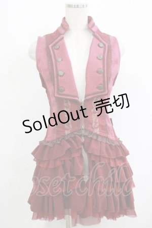 画像: Ozz Croce / 薔薇刺繍2Wayオーバーベスト  ボルドー H-25-09-12-025-OO-TO-KB-ZH