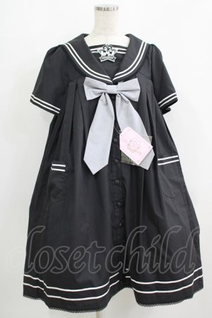 画像: metamorphose / セーラーリボンタイシャツワンピース(ワッペン付) Free ブラック H-25-09-13-001-ME-OP-NS-ZH