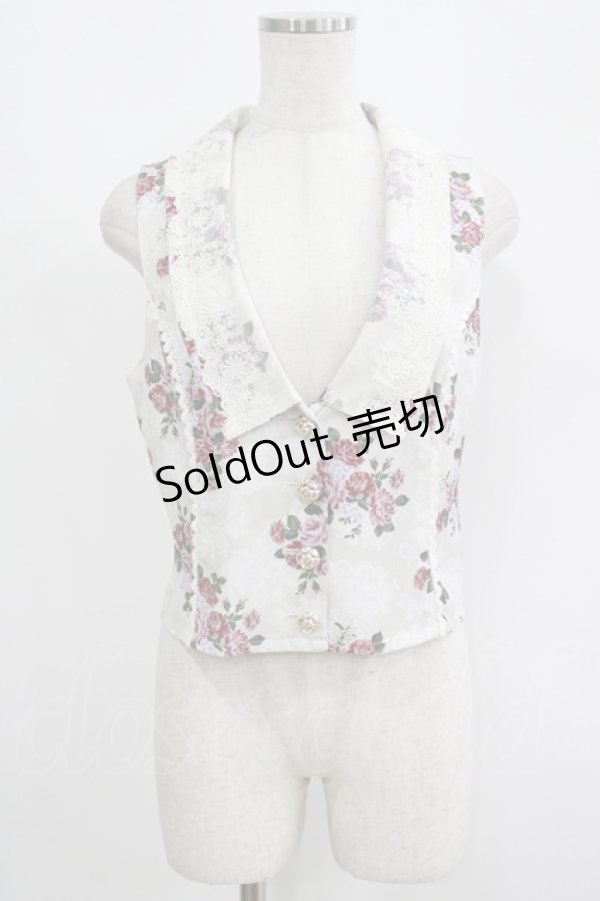 画像1: axes femme / グランブーケ柄レース襟ベスト Free 生成り H-25-09-13-039-AX-TO-NS-ZH (1)