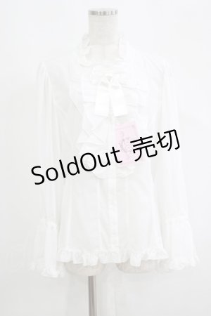 画像: metamorphose / 【プラスサイズ】スタンドカラーフリルキャンディスリーブブラウス プラスサイズ オフ H-25-09-13-043-ME-BL-NS-ZH