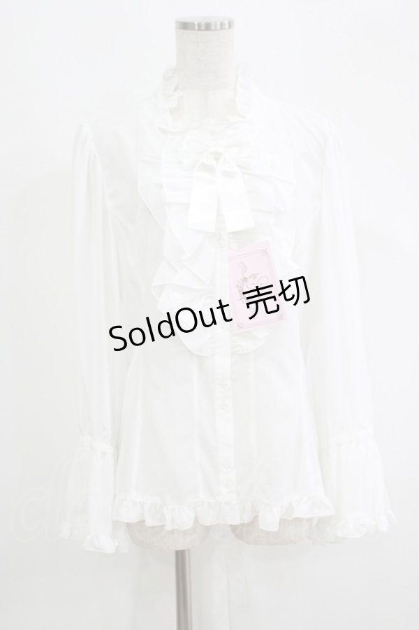 画像1: metamorphose / 【プラスサイズ】スタンドカラーフリルキャンディスリーブブラウス プラスサイズ オフ H-25-09-13-043-ME-BL-NS-ZH (1)