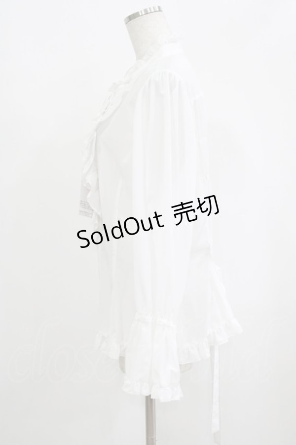 画像2: metamorphose / 【プラスサイズ】スタンドカラーフリルキャンディスリーブブラウス プラスサイズ オフ H-25-09-13-043-ME-BL-NS-ZH (2)