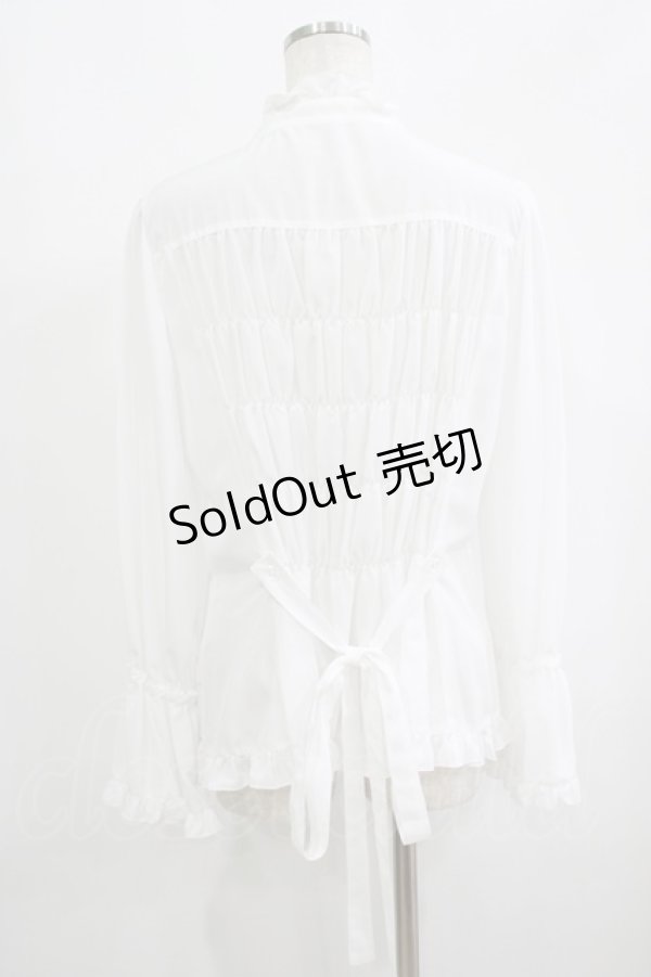 画像3: metamorphose / 【プラスサイズ】スタンドカラーフリルキャンディスリーブブラウス プラスサイズ オフ H-25-09-13-043-ME-BL-NS-ZH (3)