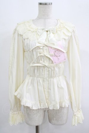 画像: metamorphose / 綿レースシャーリング長袖ブラウス(丸襟) サイズ1 生成り H-25-09-13-046-ME-BL-NS-ZH