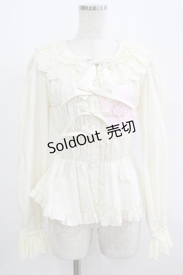 画像1: metamorphose / 綿レースシャーリング長袖ブラウス(丸襟) サイズ1 生成り H-25-09-13-046-ME-BL-NS-ZH (1)