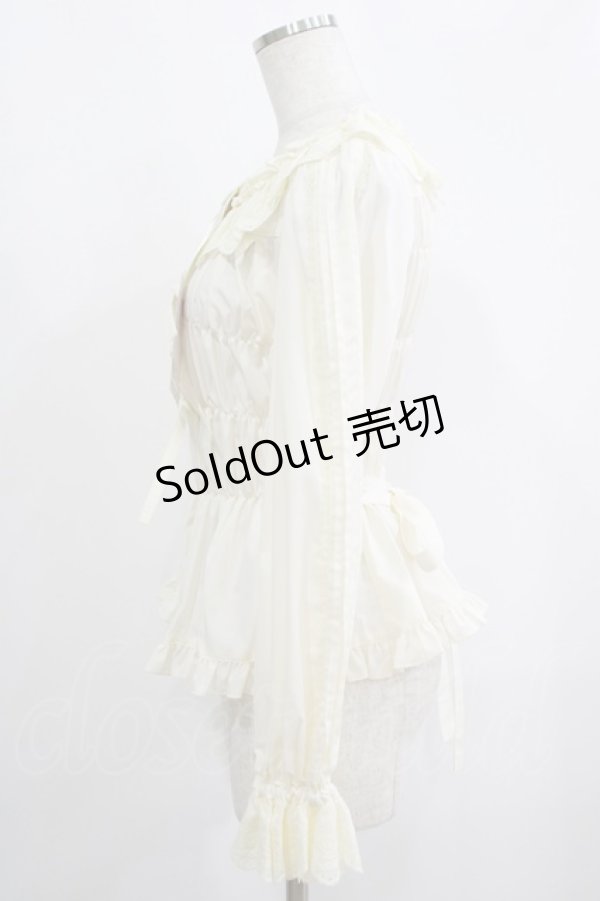 画像2: metamorphose / 綿レースシャーリング長袖ブラウス(丸襟) サイズ1 生成り H-25-09-13-046-ME-BL-NS-ZH (2)