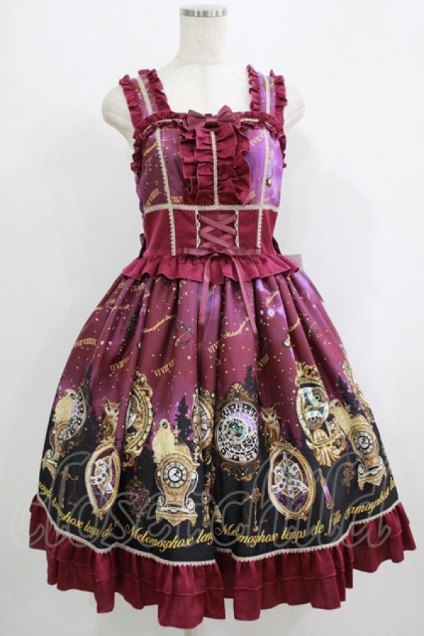 画像1: metamorphose / Clock Forest Night フリルジャンパースカート サイズ1 ダリアパープル H-25-09-13-006-ME-OP-NS-ZH (1)