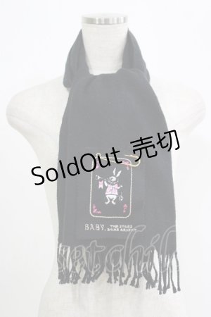画像: BABY,THE STARS SHINE BRIGHT / うさぎワッペン付きマフラー  ブラック H-25-09-13-055-BA-ZA-NS-ZH
