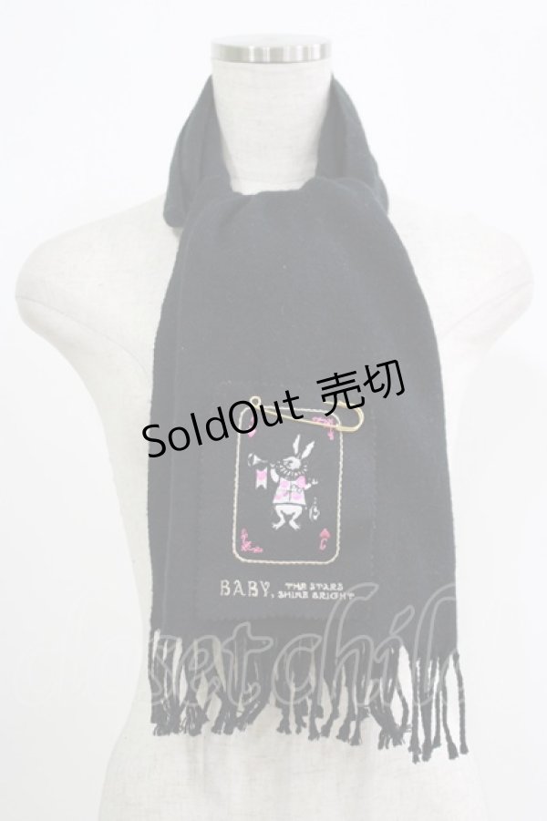 画像1: BABY,THE STARS SHINE BRIGHT / うさぎワッペン付きマフラー  ブラック H-25-09-13-055-BA-ZA-NS-ZH (1)
