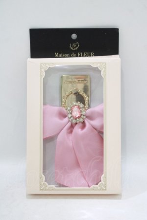 画像: Maison de FLEUR / ビジューリボンスマホリング  ピンク H-25-09-13-058-LO-ZA-NS-ZH