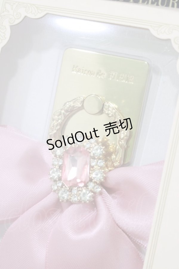 画像2: Maison de FLEUR / ビジューリボンスマホリング  ピンク H-25-09-13-058-LO-ZA-NS-ZH (2)