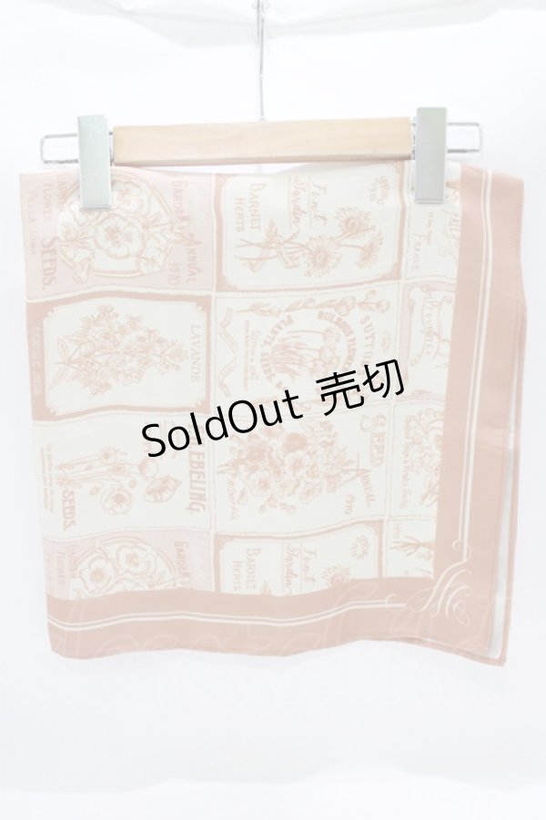 画像1: Fi.n.t / フラワーシードパッケージ柄スカーフ  L/ORANGE H-25-09-13-062-CA-ZA-NS-ZH (1)