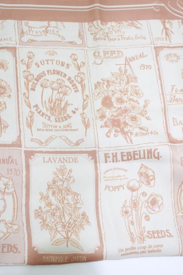 画像2: Fi.n.t / フラワーシードパッケージ柄スカーフ  L/ORANGE H-25-09-13-062-CA-ZA-NS-ZH (2)