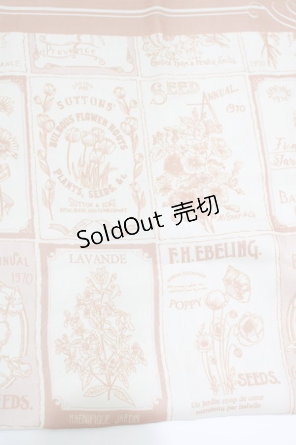 画像2: Fi.n.t / フラワーシードパッケージ柄スカーフ  L/ORANGE H-25-09-13-062-CA-ZA-NS-ZH (2)