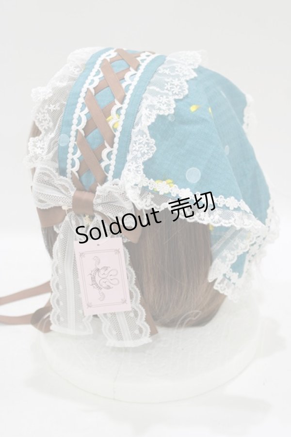画像2: metamorphose / Dreamy Little Farmバブーシュカヘッドドレス  グリーン H-25-09-13-063-ME-AC-NS-ZH (2)