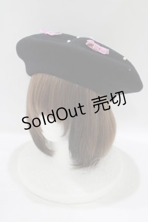 画像: Ank Rouge / パールリボンベレー  ブラック/ピンク H-25-09-13-067-CA-AC-NS-ZH