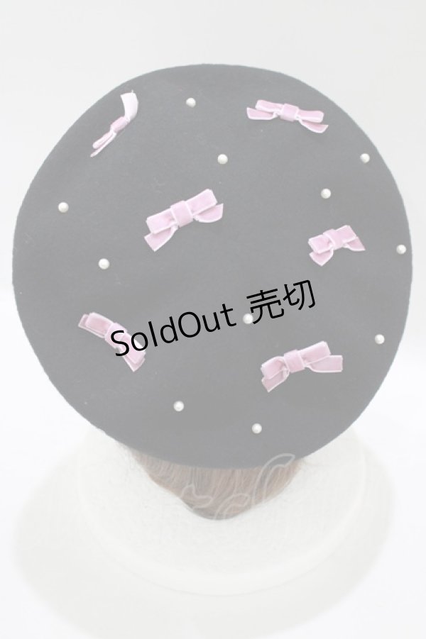 画像2: Ank Rouge / パールリボンベレー  ブラック/ピンク H-25-09-13-067-CA-AC-NS-ZH (2)