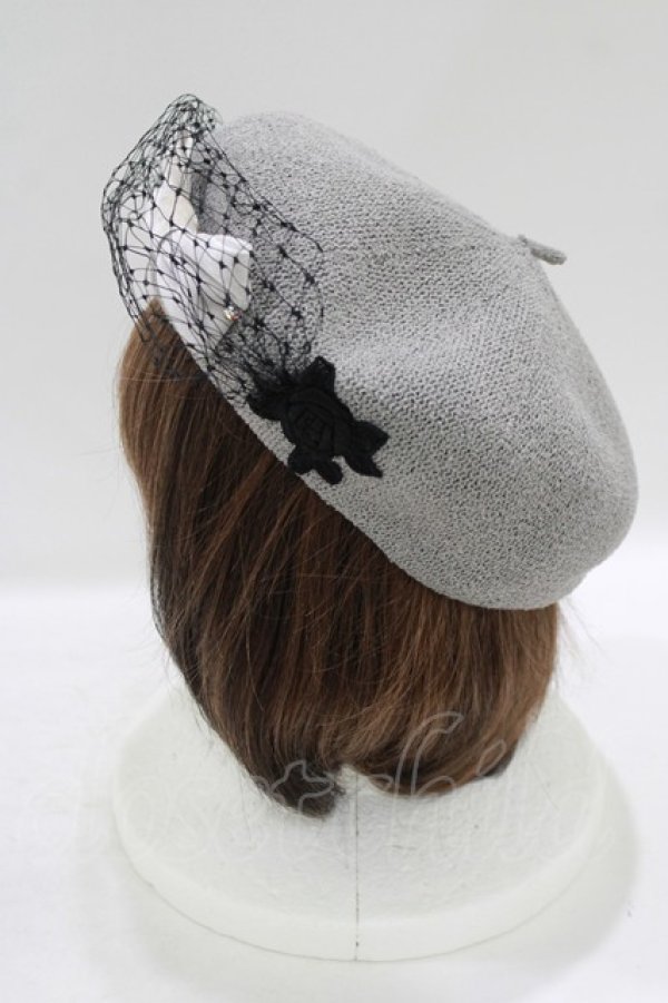 画像2: Enchantlic Enchantilly / 麗らかなリボンチュールサマーベレー帽  グレー H-25-09-13-069-LO-AC-NS-ZH (2)