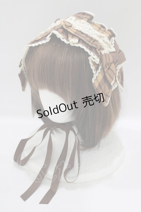 画像1: axes femme kawaii / タータンチェックヘッドドレス  イエロー H-25-09-13-075-AX-AC-NS-ZH (1)