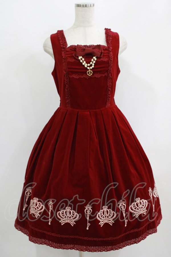 画像1: BABY,THE STARS SHINE BRIGHT / ロイヤルクラウンフロッキープリントジャンパースカート Free ボルドー H-25-09-13-009-BA-OP-NS-ZH (1)