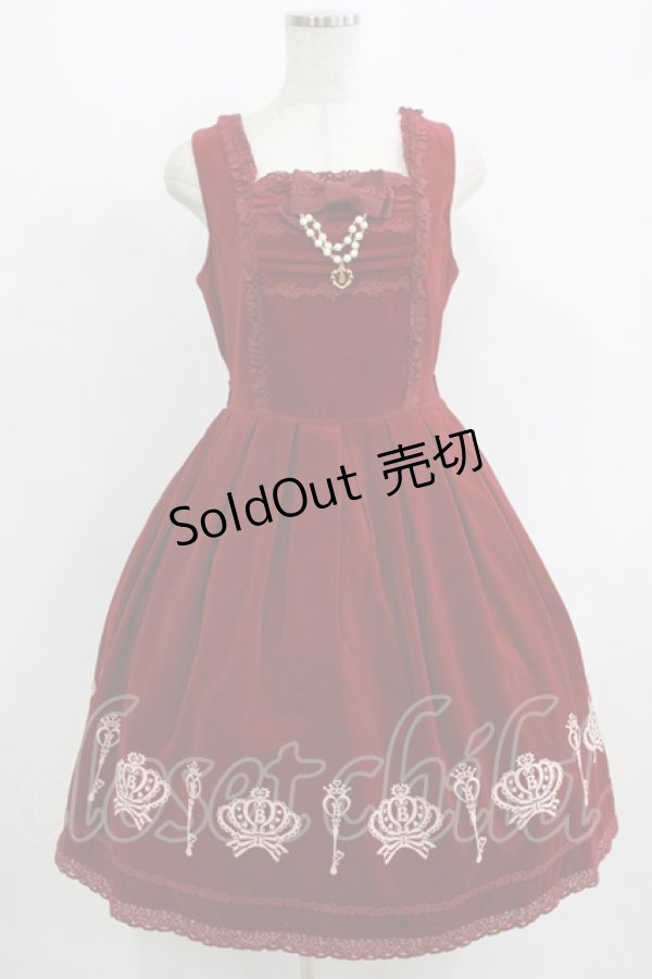 画像1: BABY,THE STARS SHINE BRIGHT / ロイヤルクラウンフロッキープリントジャンパースカート Free ボルドー H-25-09-13-009-BA-OP-NS-ZH (1)