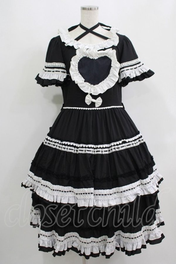 画像1: Hoshibako Works / 推しワンピース M ブラック/オフ H-25-09-13-013-LO-OP-NS-ZH (1)