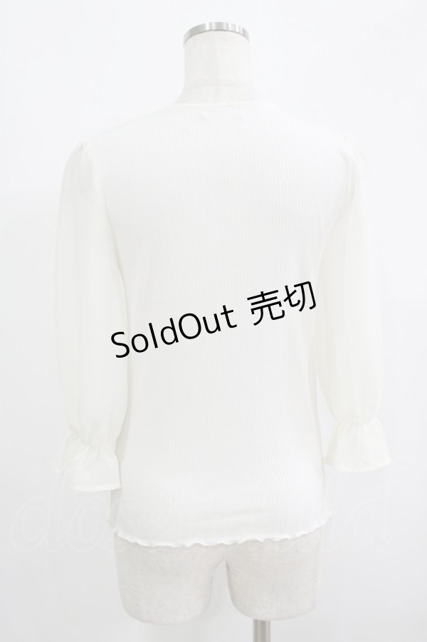 画像3: axes femme / シフォンスリーブ花刺繍カットソー M 生成 H-25-09-14-029-AX-TO-NS-ZH (3)