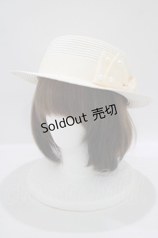 画像1: m petit by misako / TT*AMPLリボンカンカン帽  オフ H-25-09-14-031-LO-AC-NS-ZH (1)