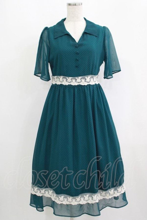 画像1: Fi.n.t / レース使いピンドットワンピース Free BLUE GREEN H-25-09-14-005-CA-OP-NS-ZH (1)