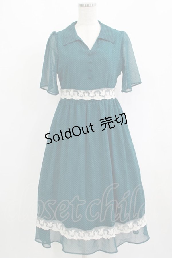 画像1: Fi.n.t / レース使いピンドットワンピース Free BLUE GREEN H-25-09-14-005-CA-OP-NS-ZH (1)